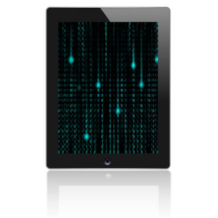 Abstract matrix background on tablet PC display.のイラスト素材