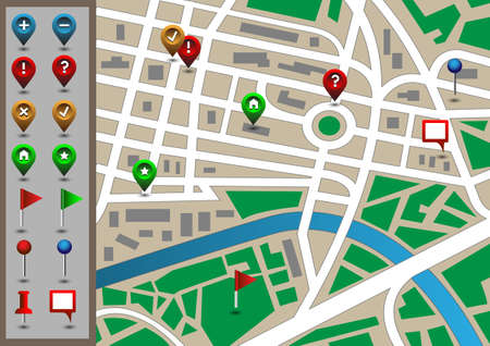 city map with gps icon のイラスト素材