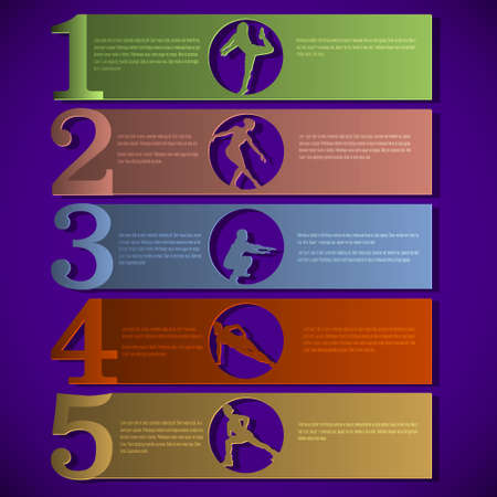 Numbered lines with fitness silhouettes.design templateのイラスト素材