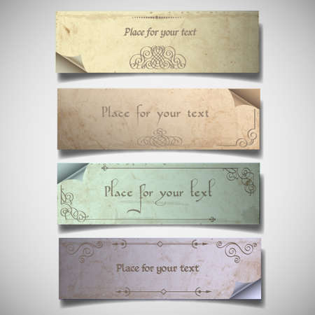 Vintage banners in pastel tones.Vector set のイラスト素材