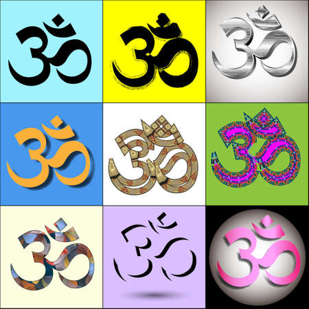 Various Om Aum Symbol. Vector collectionのイラスト素材