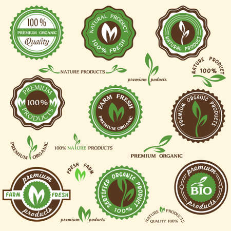 Collection of organic labels and iconsのイラスト素材