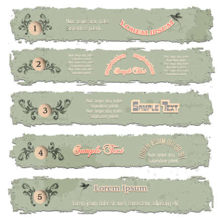 Grunge numbered banners のイラスト素材