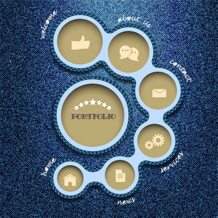 Web design template. Denim styleのイラスト素材