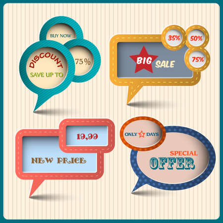 Four various bubbles for design. Retro styleのイラスト素材