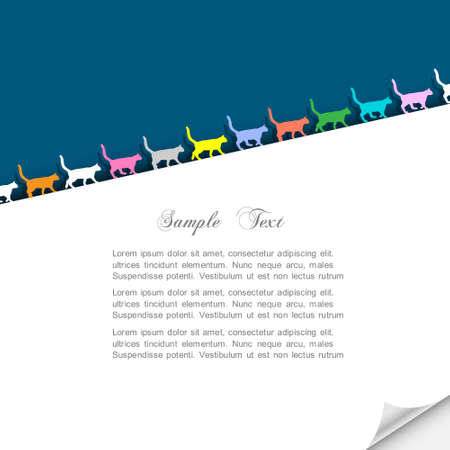 Paper background with colorful silhouettes catsのイラスト素材