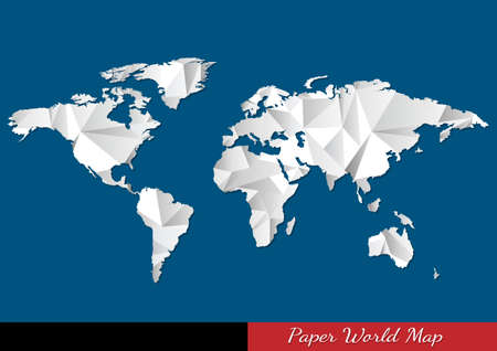  Paper World map in origami style  Vector eps10のイラスト素材