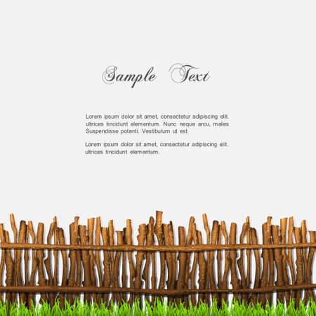 Rustic fence with grass  のイラスト素材