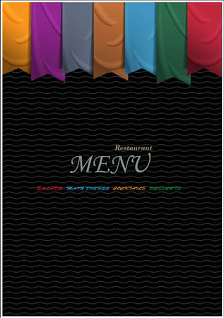  Vertical menu card design with ribbons  のイラスト素材