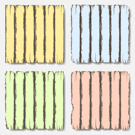 Old wooden fence in pastel colors setのイラスト素材