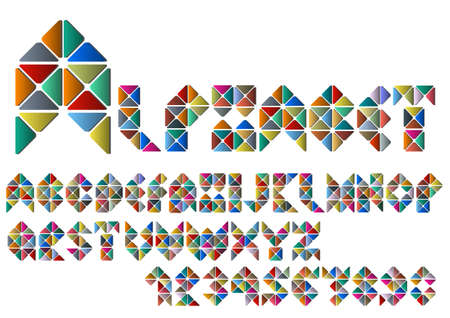  Alphabet letters and numbers from colorful mosaic.のイラスト素材