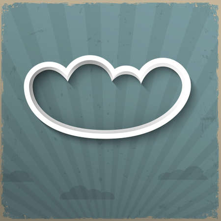 3d white cloud on retro backgroundのイラスト素材