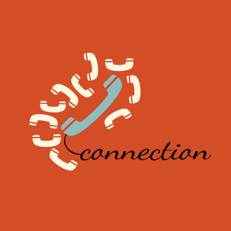 Phone connection  illustration in retro styleのイラスト素材