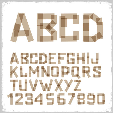 Alphabet letters and numbers made from adhesive tape. Vector eps10のイラスト素材