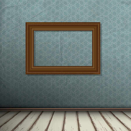 Interior of vintage room with frame on wall. Realistic vector illustration のイラスト素材
