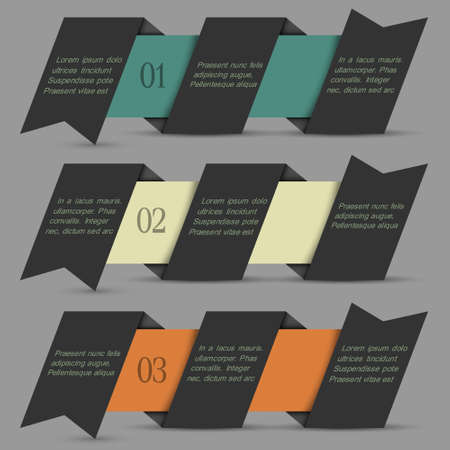 Black origami paper numbered banners design template のイラスト素材