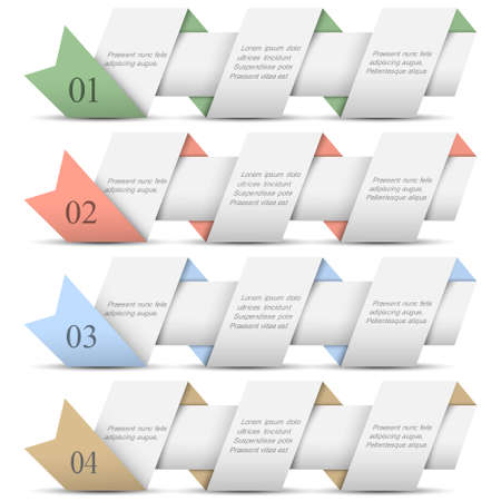  Four origami paper numbered banners Trendy design template のイラスト素材