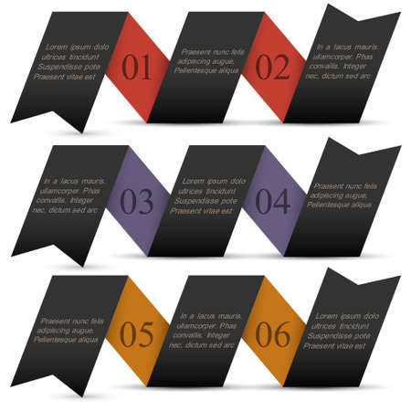 Origami black paper numbered banners design template のイラスト素材