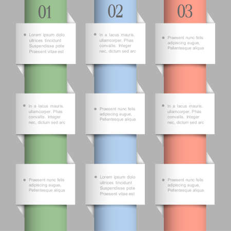 Three paper numbered banners. design template のイラスト素材