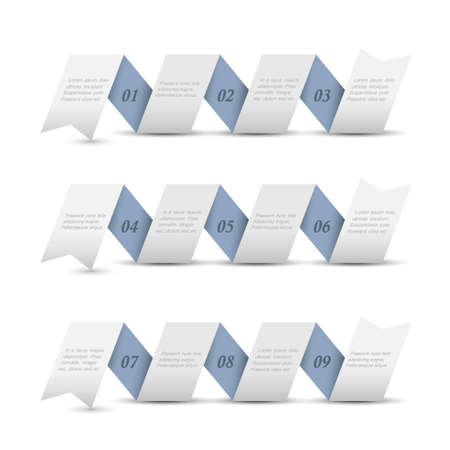 Trendy origami paper numbered banners.design template のイラスト素材