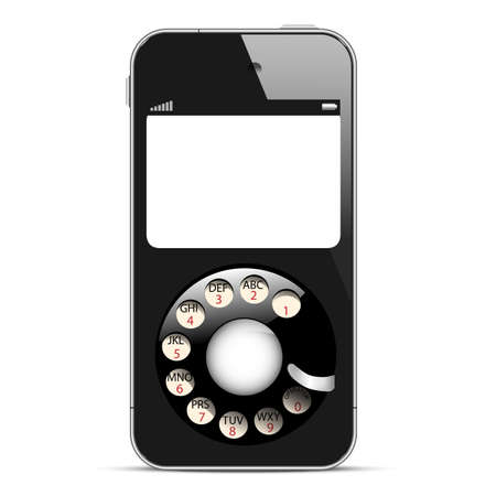 Creative Mobile phone with retro disc dials  Concept vector illustrationのイラスト素材