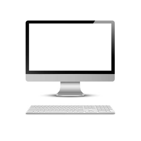  computer display with keyboardのイラスト素材