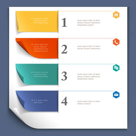 Paper design template for website layout,numbered paper banners  Vector のイラスト素材