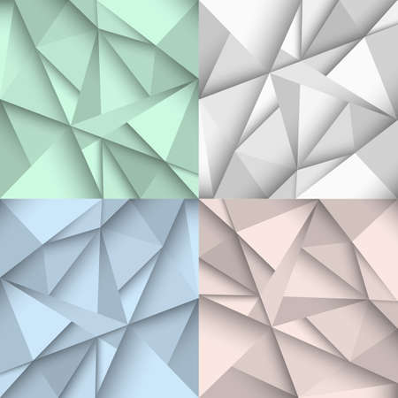 Origami backgrounds in four colors. Vector setのイラスト素材