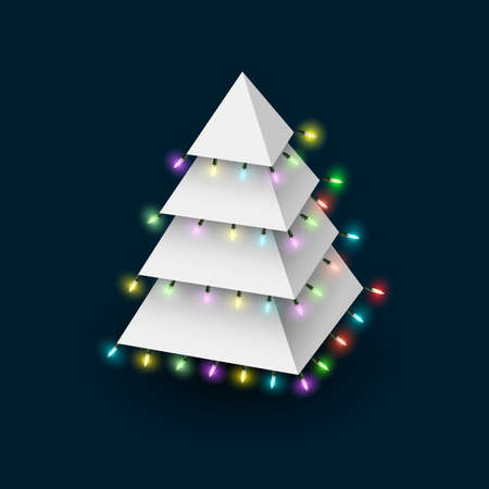 Christmas tree formed pyramide with luminous garland.  のイラスト素材