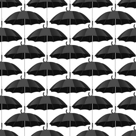 Seamless pattern with  black umbrellas. Vector backgroundのイラスト素材