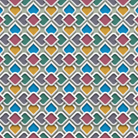 3d colored seamless pattern in islamic style.Vector backgroundのイラスト素材