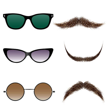 Vector set of glasses and mustaches のイラスト素材
