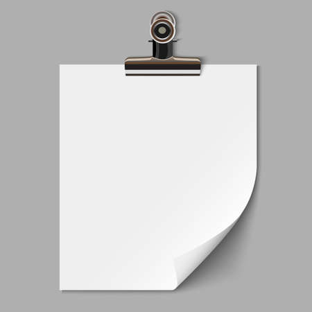 Blank sheet of paper with clampのイラスト素材