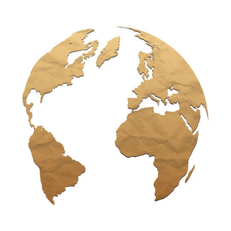  Relief world globe from texture paper のイラスト素材
