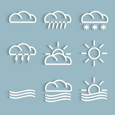 Vector set of white weather Iconsのイラスト素材