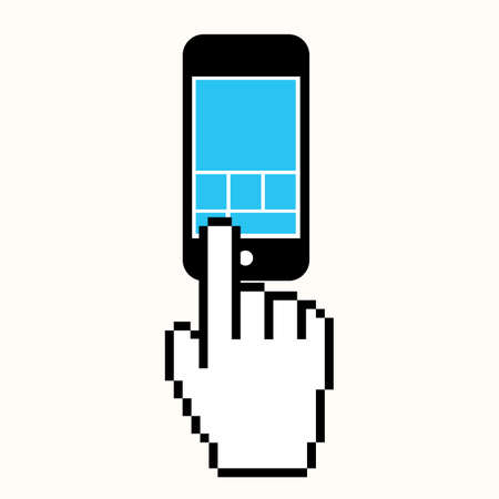 Click on the screen  mobile phone.のイラスト素材