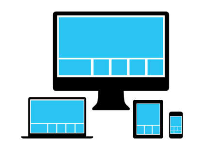  Web design in simple icons electronic devices. Vector setのイラスト素材