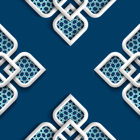 3d white ornament in arabic style illustration のイラスト素材