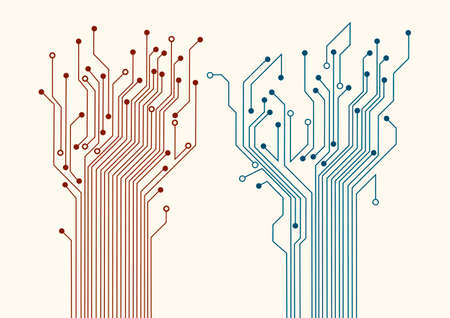 Two abstract circuit trees background のイラスト素材