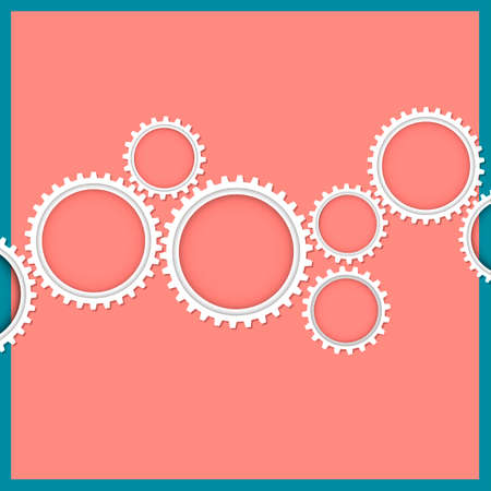 Abstract gear wheels on pink background. Vector design templateのイラスト素材
