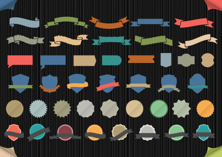 Set of design elements in retro colors. Vector collectionのイラスト素材
