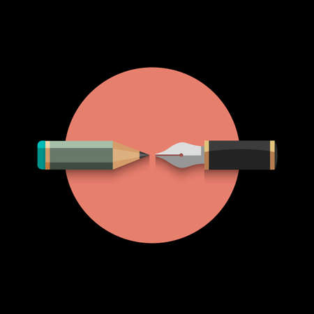 Stylized pencil and writing pen  のイラスト素材