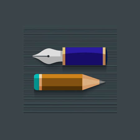 Stylized writing pen with pencil.  のイラスト素材