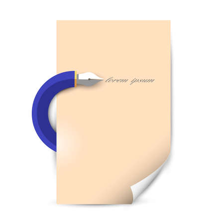 Stylized writing pen with blank paper sheet. Vector EPS10のイラスト素材