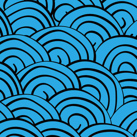 Abstract hand-drawn pattern of waves . Vector backgroundのイラスト素材