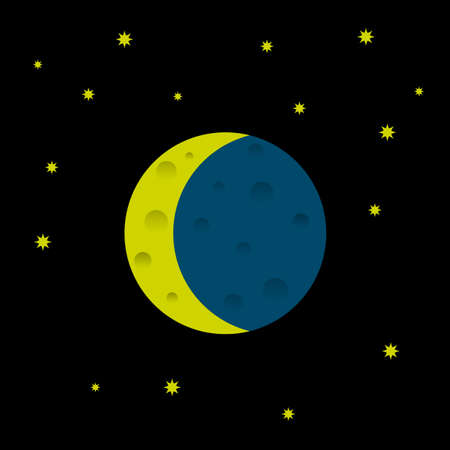 Cartoon moon and stars. Vector  のイラスト素材