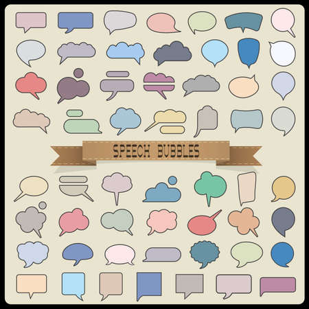 Big set of color speech bubbles. Vector collectionのイラスト素材