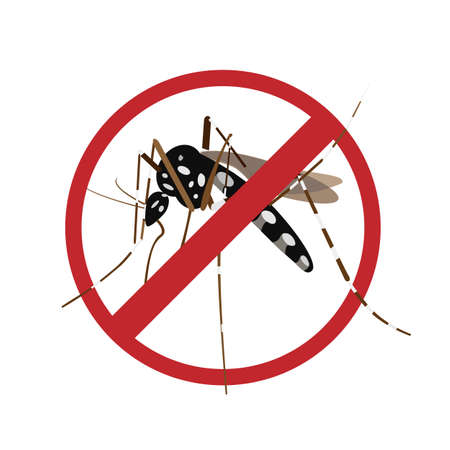 Aegypti mosquito with forbidden sign.のイラスト素材