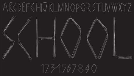 Handwritten alphabet with letters and numbers.のイラスト素材