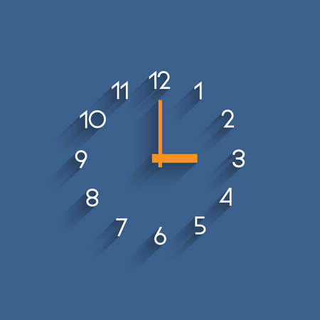 Trendy minimalistic clock with shadow on blue.のイラスト素材